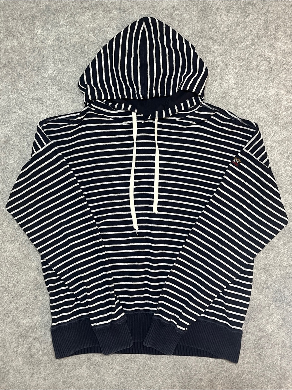 Paul & Shark Navy and White Striped Hooded Sweater